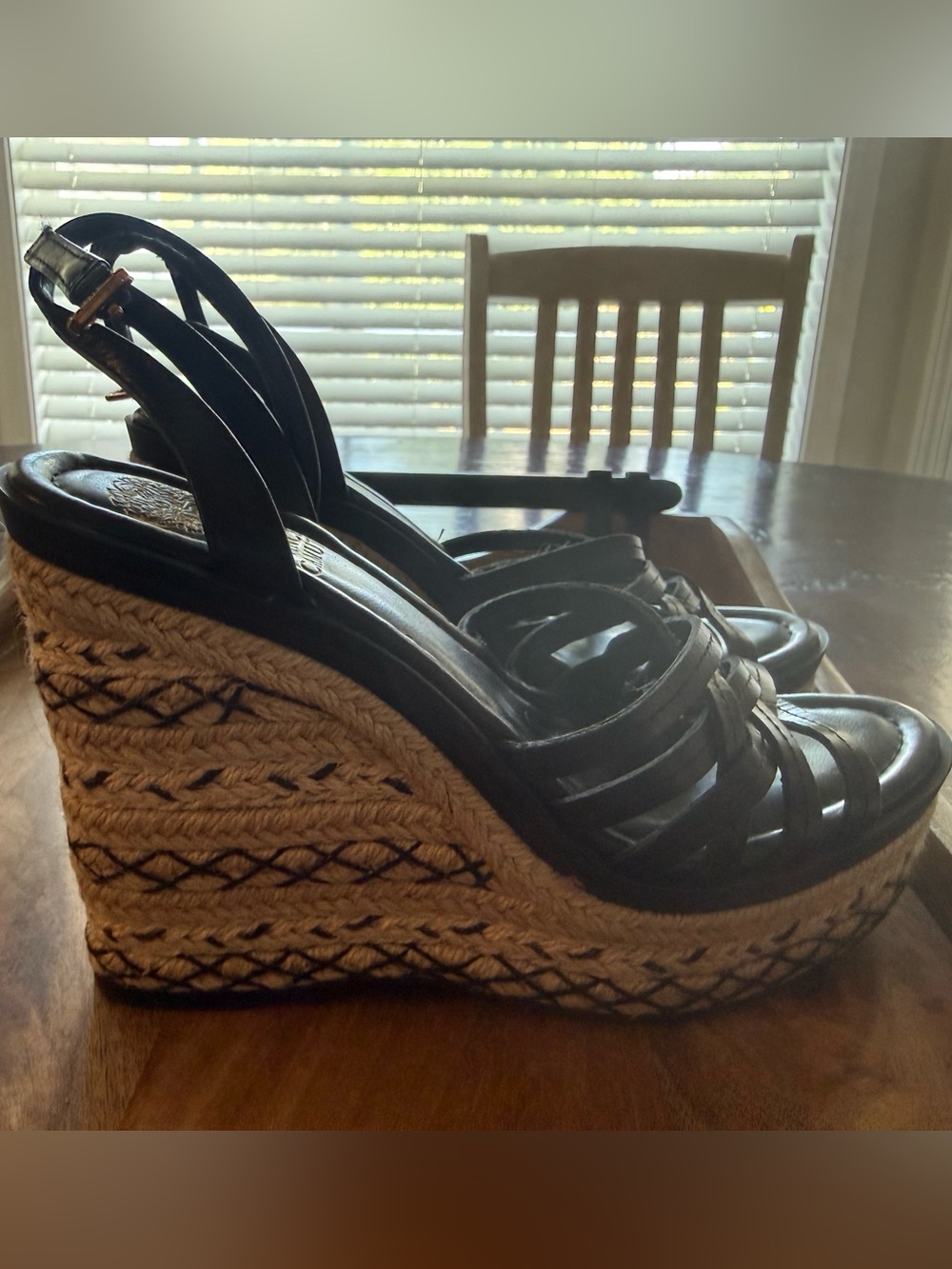 Black Wedge Espadrille Sandals - Women